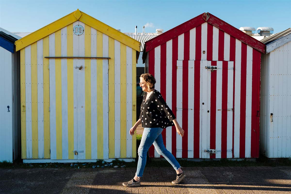 Alice at the beach huts